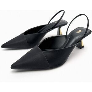 ZARA Sling Back Gold Heeled  Pumps